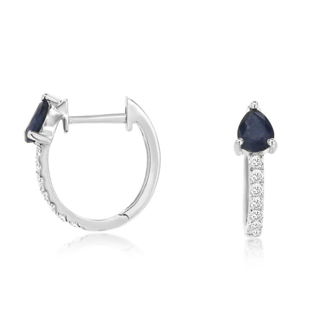WHITE GOLD SAPPHIRE & DIAMOND HOOP EARRINGS WH3131S