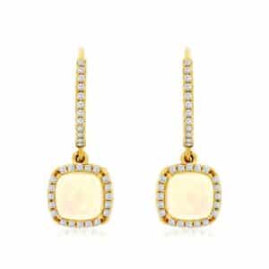 YELLOW GOLD OPAL & DIAMOND EARRINGS C6371F