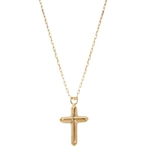 YELLOW GOLD MINI CROSS NECKLACE 360045-NY
