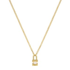 ANIA HAIE GOLD SHELL PEARL PADLOCK NECKLACE N054-02G