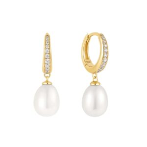 ANIA HAIE GOLD FRESHWATER PEARL AND CUBIC ZIRCONIA HUGGIES E058-03G