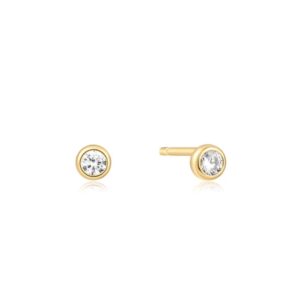 ANIA HAIE GOLD SOLITAIRE CUBIC ZIRCONIA STUDS E059-03G