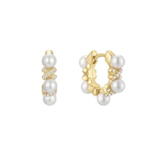 ANIA HAIE GOLD SPARKLING BRAIDED SHELL PEARL HOOP EARRINGS E069-07G
