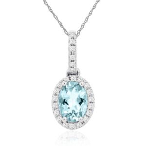 WHITE GOLD AQUAMARINE & DIAMOND PENDANT WC8644Q