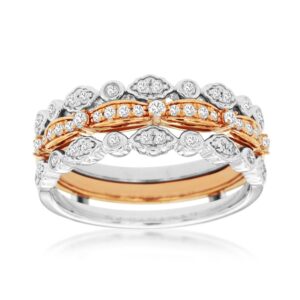 WHITE & ROSE GOLD WEDDING & INSERT DIAMOND RING TC9133S