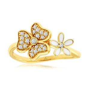 YELLOW GOLD DIAMOND CLOVER RING H1830D