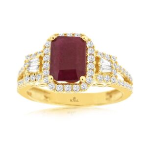 YELLOW GOLD RUBY & DIAMOND RING C9112RB