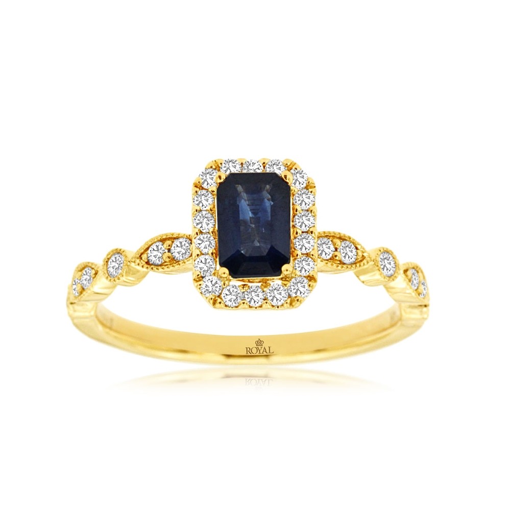 YELLOW GOLD SAPPHIRE & DIAMOND RING C9281SP