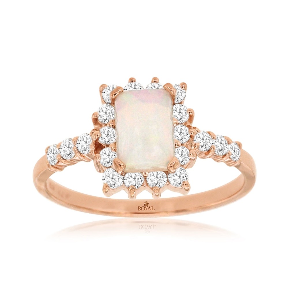 ROSE GOLD OPAL & DIAMOND RING PR3827F