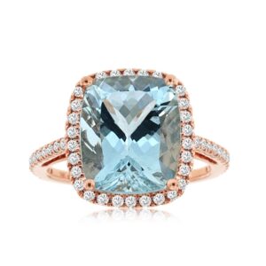 ROSE GOLD AQUAMARINE & DIAMOND RING PC8329Q