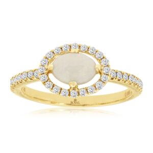 YELLOW GOLD OPAL & DIAMOND RING H1671F