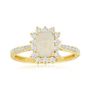 YELLOW GOLD OPAL & DIAMOND RING H1197F