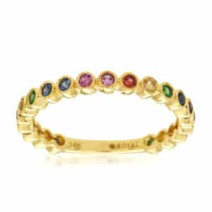 YELLOW GOLD MIXED SAPPHIRE BAND C9220M