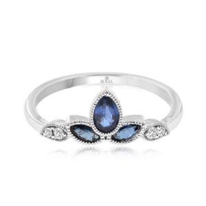 WHITE GOLD SAPPHIRE & DIAMOND RING WH3618S