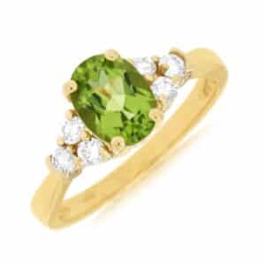 YELLOW GOLD PERIDOT & DIAMOND RING 3777X