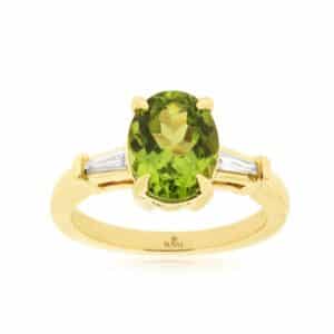 YELLOW GOLD PERIDOT & DIAMOND RING H2627X
