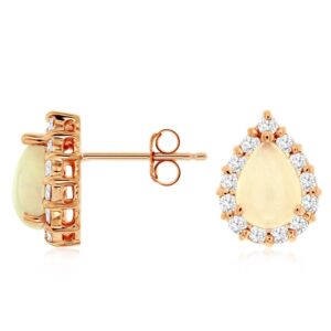 ROSE GOLD OPAL & DIAMOND HALO EARRINGS PE3826F