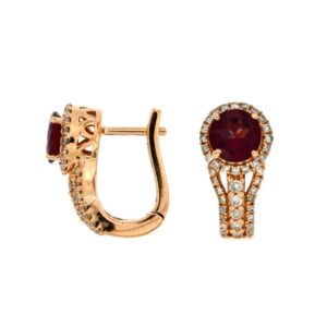 ROSE GOLD RHODOLITE & DIAMOND EARRINGS PC6543L