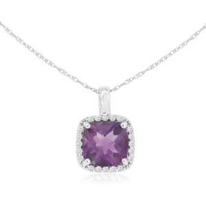 WHITE GOLD AMETHYST & DIAMOND PENDANT WC6154A