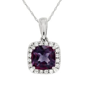 WHITE GOLD AMETHYST & DIAMOND PENDANT WC5132A