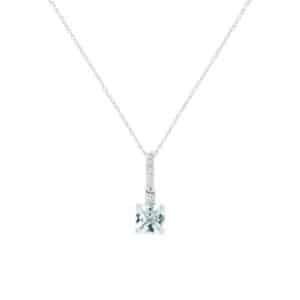 WHITE GOLD AQUAMARINE & DIAMOND PENDANT WH2549Q