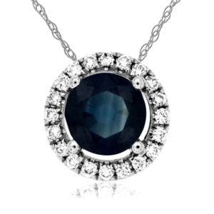 WHITE GOLD SAPPHIRE & DIAMOND PENDANT WC7938S