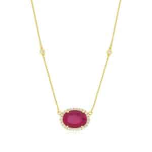 YELLOW GOLD RUBY & DIAMOND NECKLACE H1456RB