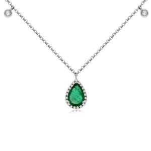 WHITE GOLD EMERALD & DIAMOND NECKLACE WC8106E