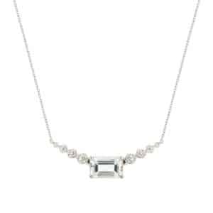 WHITE GOLD AQUAMARINE & DIAMOND NECKLACE WH1702Q