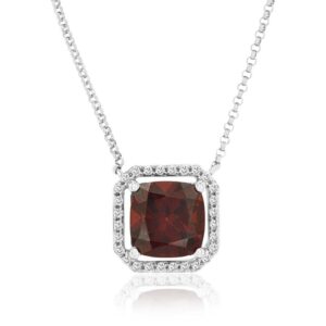 WHITE GOLD GARNET & DIAMOND PENDANT WC6138G
