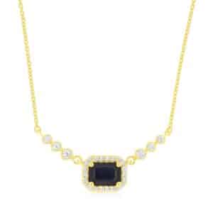 YELLOW GOLD SAPPHIRE & DIAMOND NECKLACE H1684SP
