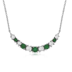 WHITE GOLD EMERALD & DIAMOND NECKLACE WC9517E