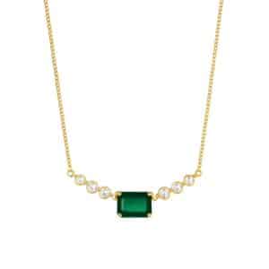 YELLOW GOLD EMERALD & DIAMOND NECKLACE H1702EM