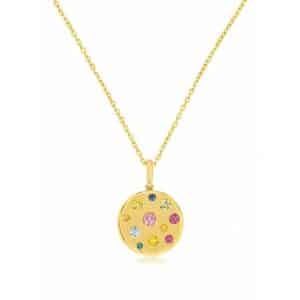 YELLOW GOLD MIXED SAPPHIRE NECKLACE H2935M