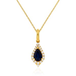 YELLOW GOLD SAPPHIRE & DIAMOND PENDANT C8830SP