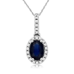 WHITE GOLD SAPPHIRE & DIAMOND PENDANT WC8644S