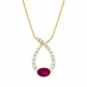 YELLOW GOLD RUBY & DIAMOND PENDANT H1457RB