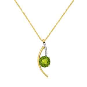 YELLOW GOLD PERIDOT & DIAMOND PENDANT C4828X