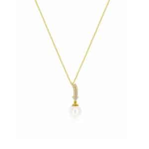 YELLOW GOLD PEARL & DIAMOND PENDANT H2643PL