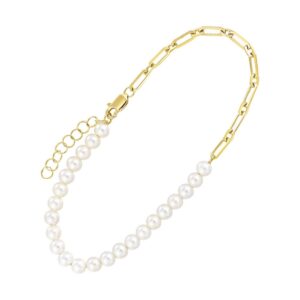 YELLOW GOLD PEARL BRACELET BC10547-NPL