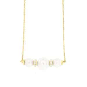 YELLOW GOLD PEARL & DIAMOND NECKLACE H2245PL