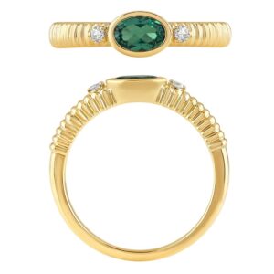 YELLOW GOLD EMERALD & DIAMOND RING M7087
