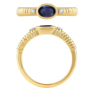 YELLOW GOLD SAPPHIRE & DIAMOND RING M7091