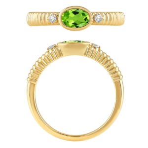 YELLOW GOLD PERIDOT & DIAMOND RING M7090