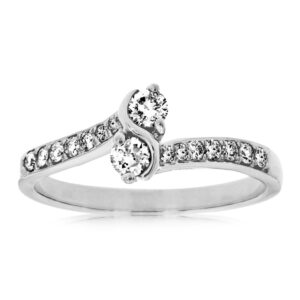 WHITE GOLD TWO STONE ENGAGEMENT RING WC7672D