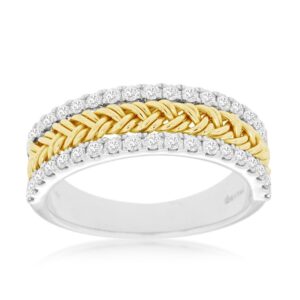 WHITE & YELLOW GOLD DIAMOND WEDDING BAND WC8527D