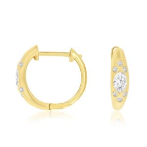 YELLOW GOLD DIAMOND HOOP EARRINGS H3088D