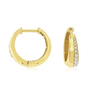 YELLOW GOLD DIAMOND HOOP EARRINGS H3422D