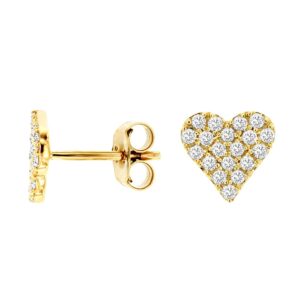 YELLOW GOLD DIAMOND HEART EARRINGS H1449D