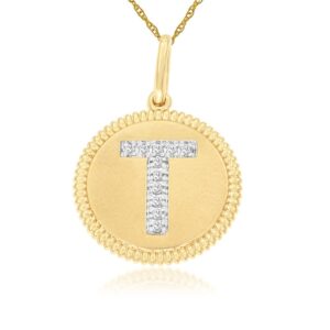 YELLOW GOLD INTIAL DIAMOND PENDANT T N7T